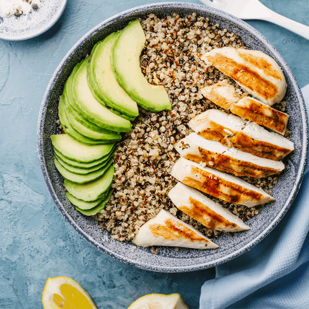 Chicken, quinoa and avocado salad